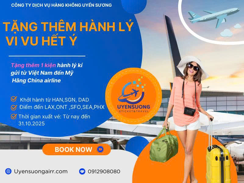 🎁 Tặng Thêm Hành Lý – Vi Vu Mỹ Hết Ý!